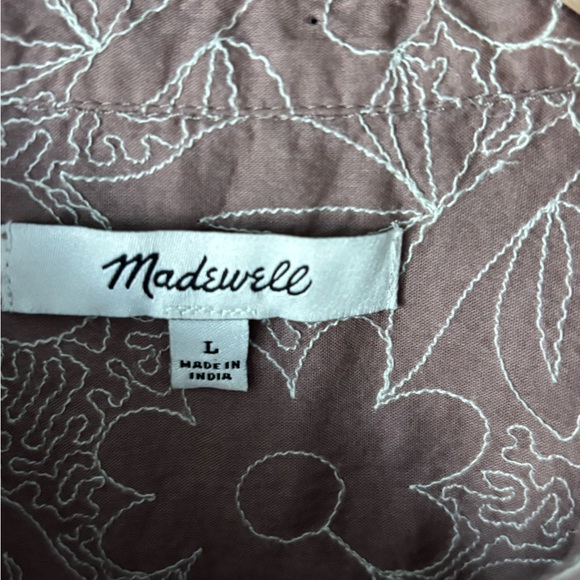 Madewell Embroidered Cropped Button Front Blouse Brown Floral Size L - Picture 9 of 11